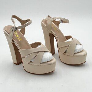 Fowt Women Platform Sandals Chunky High Heel Ankle Strap Open Toe Spool Heels
